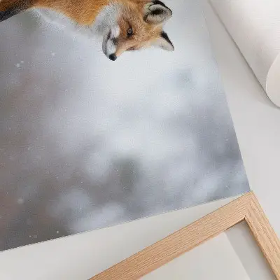 Decorative canvas print fox in winter scenery capturing the gentle peace of nature