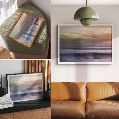 Photo canvas pastel ocean waves at sunset