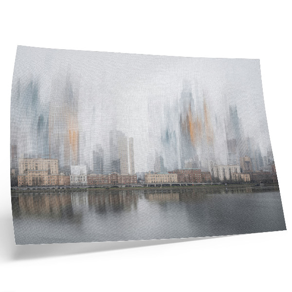 Poster Foggy city pastel reflection modernity