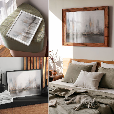 Poster Foggy city pastel reflection modernity