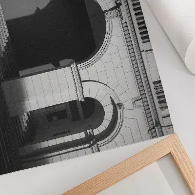 Decorative canvas print featuring elegant classic architecture with arches and shadows
