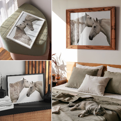 Poster Two horses in harmony of gray and white