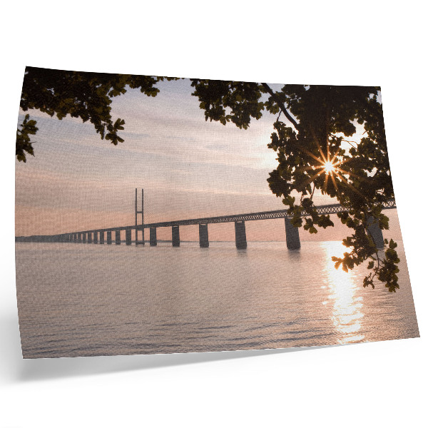 Photo canvas A picturesque bridge at sunset over the water