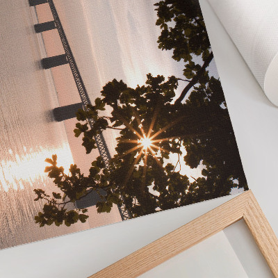 Photo canvas A picturesque bridge at sunset over the water
