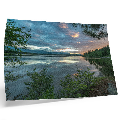 Decorative canvas print Lake reflections sky green trees calm