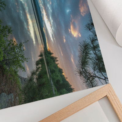 Decorative canvas print Lake reflections sky green trees calm