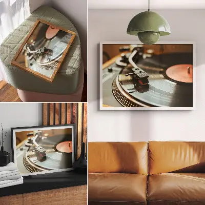 Gramophone poster nostalgic vintage musical atmosphere design