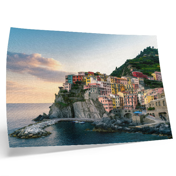 Photo canvas Colorful houses on a cliff above the sea