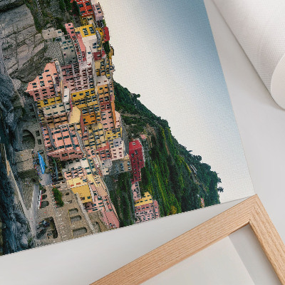 Photo canvas Colorful houses on a cliff above the sea