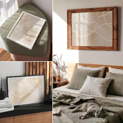 Decorative canvas print featuring harmonious lines with delicate colors in a peaceful style