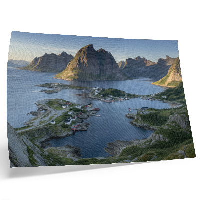 Photo canvas Mountains and a quiet bay with colorful houses
