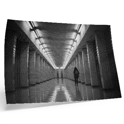 Decorative canvas print Monochromatic corridor with columns