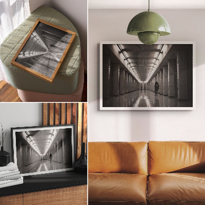Decorative canvas print Monochromatic corridor with columns