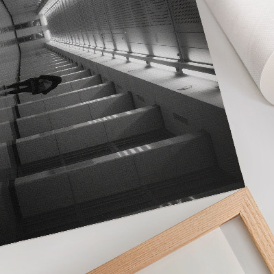 Decorative canvas print Monochromatic corridor with columns