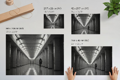 Decorative canvas print Monochromatic corridor with columns
