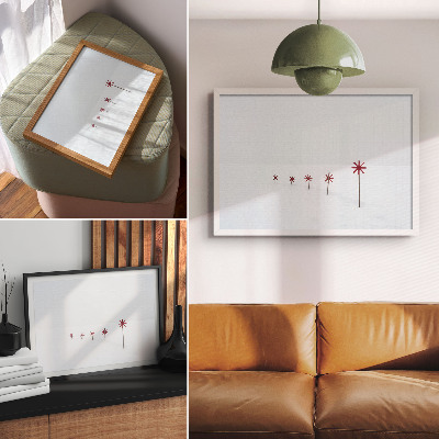 Poster Minimalist winter white and red stars