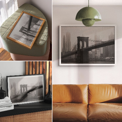 Photo canvas The bridge and the city in shades of gray, peace and elegance