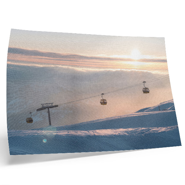 Photo canvas Winter landscape with cable car