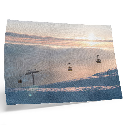 Photo canvas Winter landscape with cable car