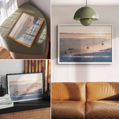 Photo canvas Winter landscape with cable car