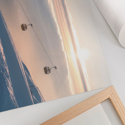 Photo canvas Winter landscape with cable car