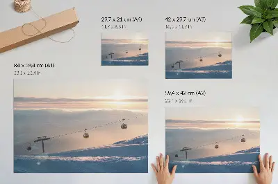 Photo canvas winter landscape with a cable car