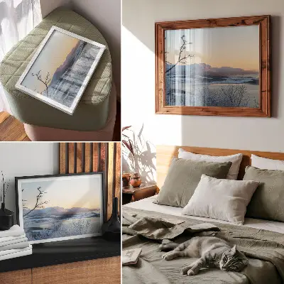 Decorative canvas print winter mountain landscape at dusk