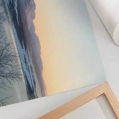 Decorative canvas print winter mountain landscape at dusk