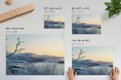 Decorative canvas print winter mountain landscape at dusk