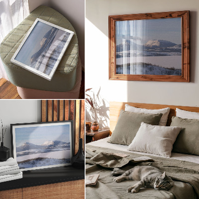 Poster Snowy mountains winter landscape clear sky