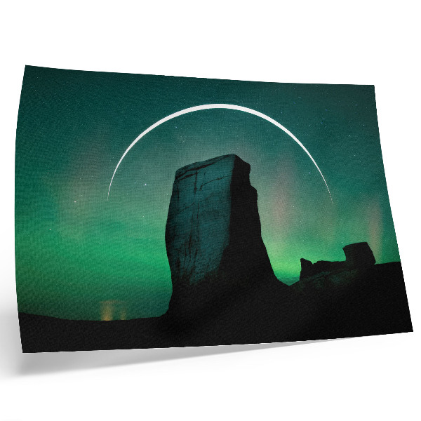 Photo canvas Night sky rock green tones cosmic atmosphere