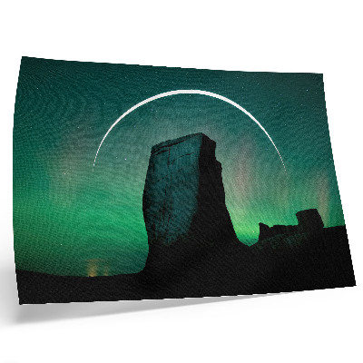 Photo canvas Night sky rock green tones cosmic atmosphere