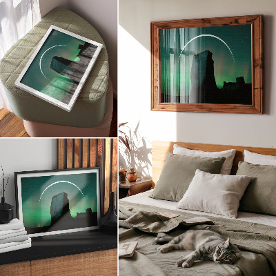 Photo canvas Night sky rock green tones cosmic atmosphere