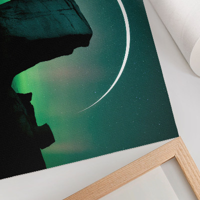 Photo canvas Night sky rock green tones cosmic atmosphere