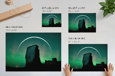 Photo canvas Night sky rock green tones cosmic atmosphere