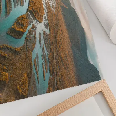 Decorative canvas print majestic river with golden hills and turquoise water