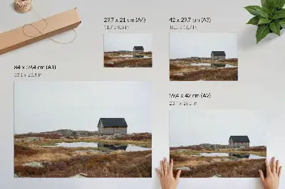 Photo canvas wooden cottage by the calm heathland lake