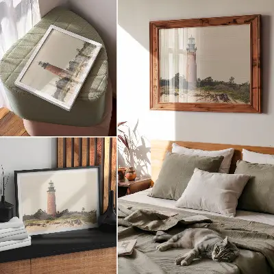 Lighthouse and sand dunes nature poster harmony of nature view