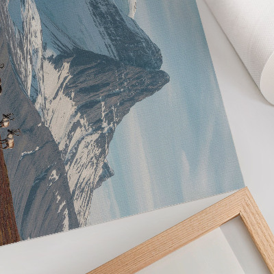 Photo canvas Picturesque mountains reindeer peace winter landscape