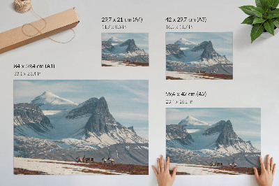 Photo canvas Picturesque mountains reindeer peace winter landscape