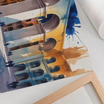 Poster urban architecture with watercolor stained elegant arches