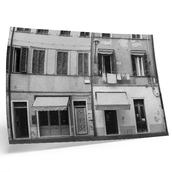 Photo canvas the facade of a tenement house in minimalist black and white