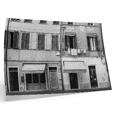 Photo canvas the facade of a tenement house in minimalist black and white