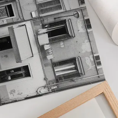 Photo canvas the facade of a tenement house in minimalist black and white