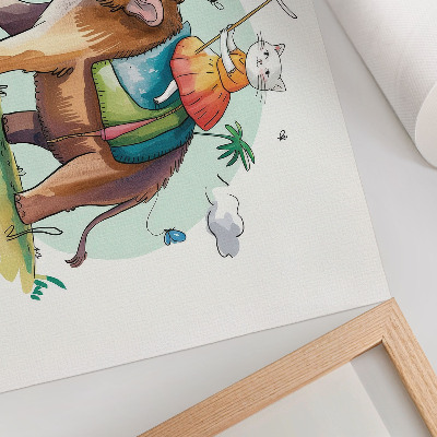 Decorative canvas print Cat on a mammoth fantasy nature magic