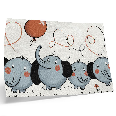 Poster Elephants with balloons, cleanliness, fun, joy