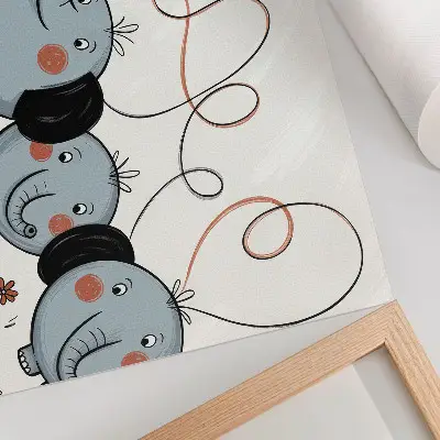Poster featuring elephants with balloons symbolizing cleanliness, fun, and joy