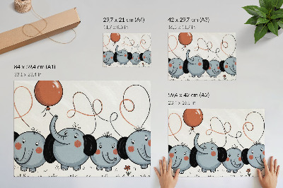 Poster Elephants with balloons, cleanliness, fun, joy