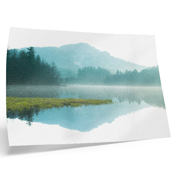 Photo canvas A peaceful lake among green mountains