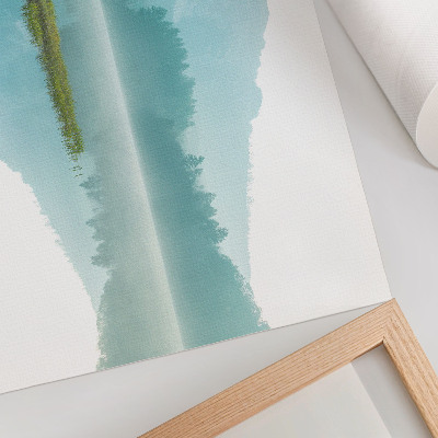 Photo canvas A peaceful lake among green mountains